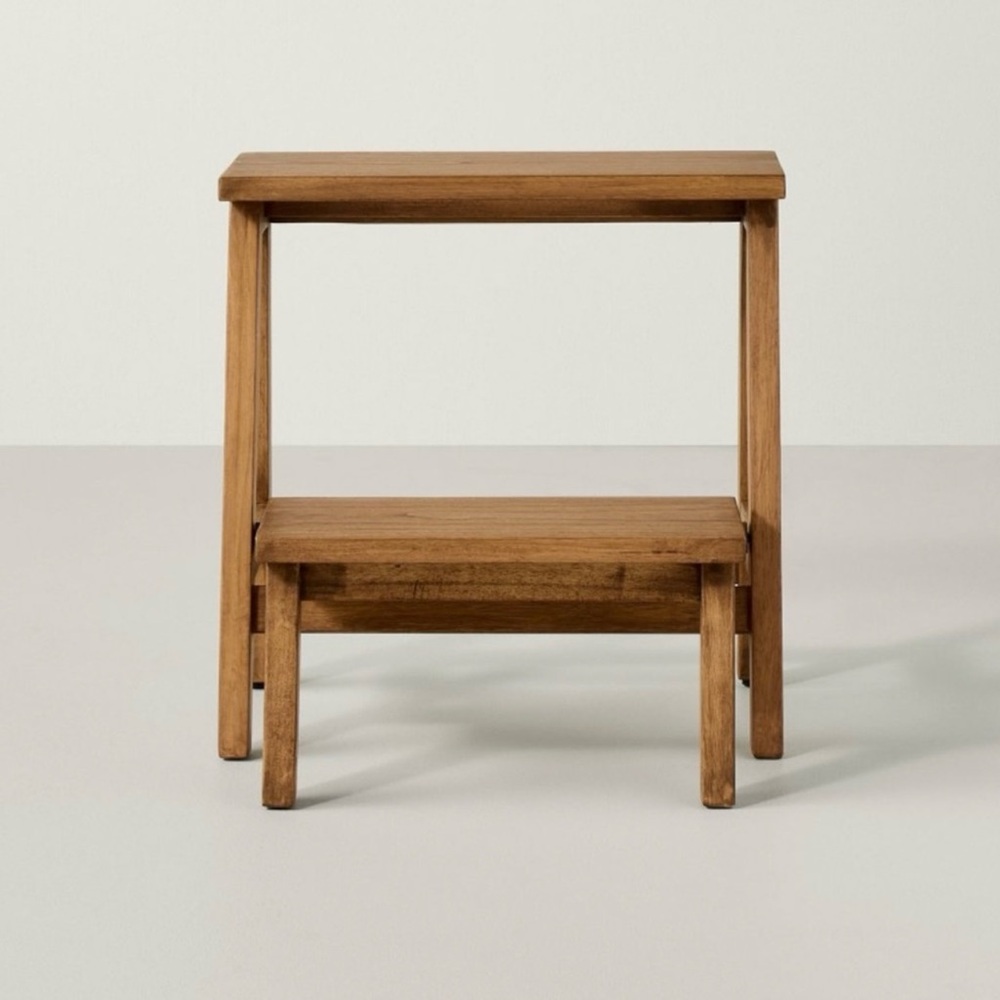 Hearth & Hand with Magnolia Folding Wood Step Stool - Aged Oak NEW IN BOX - Picture 2 of 5